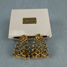 Gold Tone Pierced Earrings By Avon