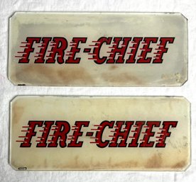Vintage Glass Fire Chief Signs