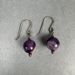 Purple Stone Pierced Earrings