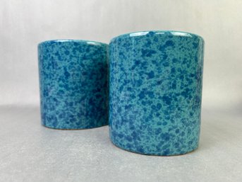 Mamma Ro Italy Blue Splatter Pair Of Canisters