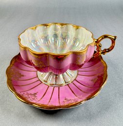 Footed  Royal Sealy China Pink And Gold Cup And Saucer  -made In Japan- Local Pickup Only