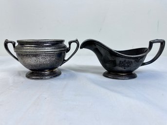 William Taylor Hotel Silver Soldered Cream Pitcher And Sugar Bowl.
