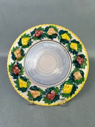 Vintage Hand Painted Italian Floral Plate