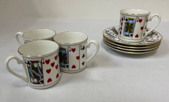 Tiffany & Co Elizabethan Staffordshire Tea Set 4 Cups & 4 Saucers