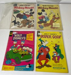 Set Of 4 Vintage Walt Disney Comics Goofy Mickey Mouse Donald Duck Preowned