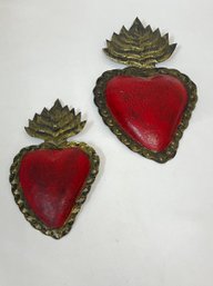 Set Of 2 Sacred Heart Tin Wall Art