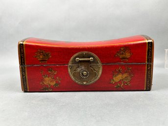 Asian Hand Painted Jewelry Or Trinket Box