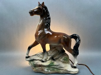 Vintage Ceramic Horse Lamp.