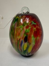 Hanging Blown Glass Art Orb