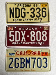 Vintage Arizona California License Plates