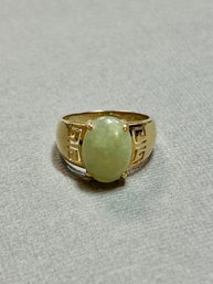 Asian Style 14K Yellow Gold Jade Ring