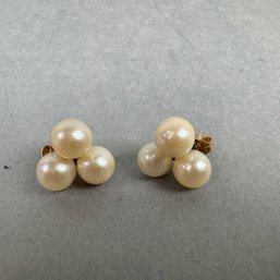 Cluster Of Pearls - Pierced Earrings - 6.350mm In Size