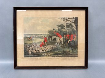 Antique English Hunting Scene Engraving Print Bachelors Hall