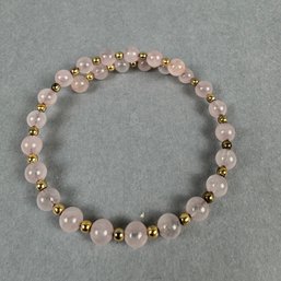 Pink Stone And Gold Tone Accent Beaded Wrap Bracelet