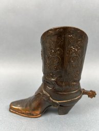 Vintage Copper Colored Cowboy Boot Tooth Pick Holder.
