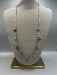 Silver Toned Turquoise Nugget Necklace