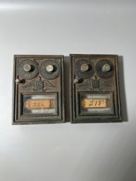 Two Vintage USPS Mail Doors