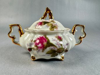 Rose Pattern Sugar Pot With Double Handle -local Pickup Only