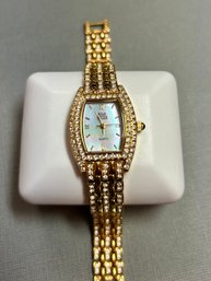 Nolan Miller Glamour Collection Rhinestone & Gold Tone Watch