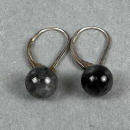 Vintage Black Stone Pierced Earrings