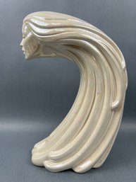 Pearlescent Woman In The Wind Ceramic Sculpture.