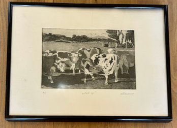 B Morris, Print 2/5 Titled: What's Up? Picture Of Cow