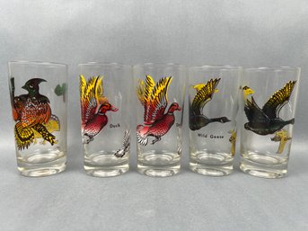 Vintage MCM Set Of 5 Wild Life Tumblers.