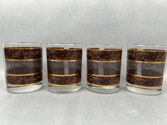 Vintage MCM Set Of 4 On The Rocks Glasses.