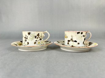 Two Japanese Demitasse Butterfly Cup And Saucers