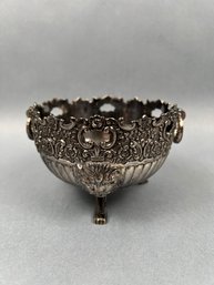 Silver Plate Lion Motif 3 Footed Candy Dish.