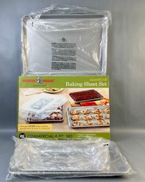 New Set Of 3 Nordic Ware Nonstick Baking Sheets With Cover.