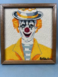 Needle Point Clown Signed In Needle Point Red Skelton.