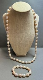 Large Freshwater Drop Shaped Pearl Necklace And Bracelet