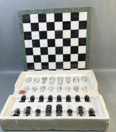 Green Border Marble Chess Set.