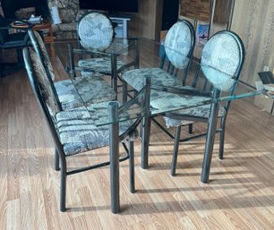 Vintage 1990s Douglas Furniture Glass Dining  Table Five Chairs  *LOCAL PICKUP ONLY - NO SHIPPING*