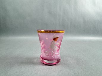 Mary Gregory Pink Hand Painted Shot Glass