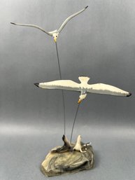 Vintage Made In Hong Kong Resin Seagulls And Seals.