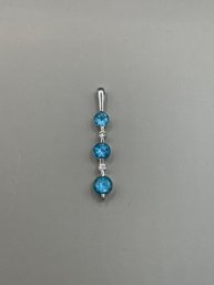 14k White Gold Pendant With 3 Blue Stones