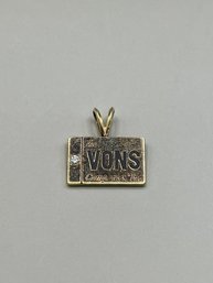 10k Plated Yellow Gold Charm W/clear Stone - The Von Companies Inc.