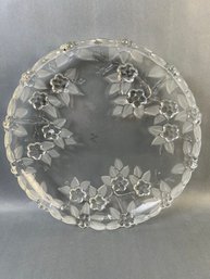 Mikasa Walther Crystal Scalloped Edge With Frosted Flowers Serving Dish.