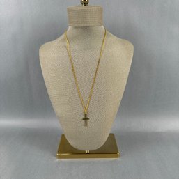 Gold Tone Chain And Cross
