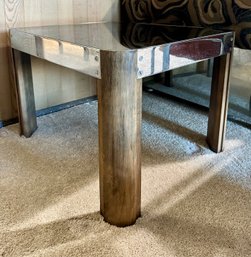 MCM Wood Chrome And Smoked Glass End Table *LOCAL PICKUP ONLY - NO SHIPPING*