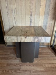 Vintage Glass And Wood Veneer Side Table *LOCAL PICKUP ONLY - NO SHIPPING*