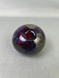 Signed Small Glass Orb Vase