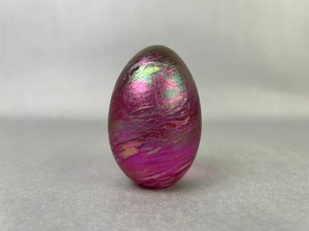 OBG Pink Glass Paperweight Egg