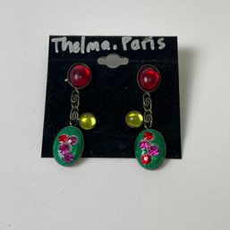 Thelma Paris Bejeweled Pierced Earrings