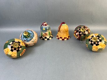 6 Ceramic Christmas Ornaments.