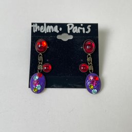 Thelma Paris Bejeweled Pierced Earrings