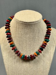 Vintage Multi Color Irregular Shaped Beaded Necklace