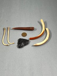 Ox Horn Meridian, Arrow Head And Pieces For Headress